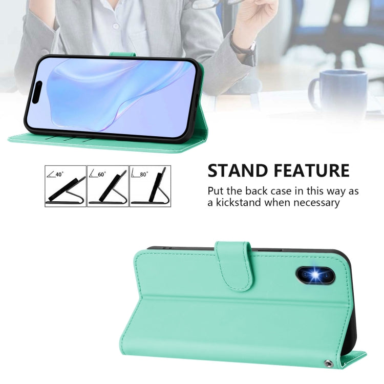For iPhone XS / X Skin Feel Solid Color Leather Phone Case with Lanyard