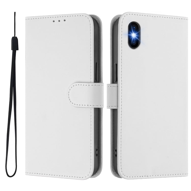 For iPhone XS / X Skin Feel Solid Color Leather Phone Case with Lanyard