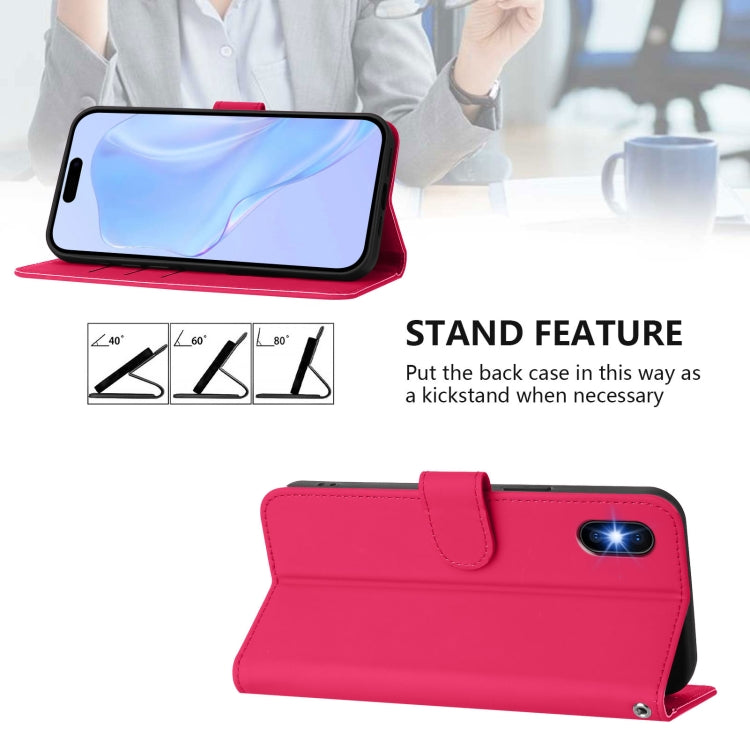 For iPhone XS / X Skin Feel Solid Color Leather Phone Case with Lanyard