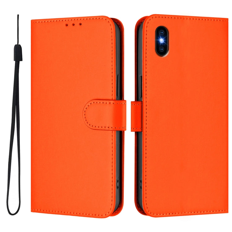 For iPhone XS Max Skin Feel Solid Color Leather Phone Case with Lanyard