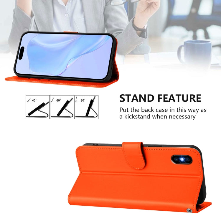 For iPhone XS Max Skin Feel Solid Color Leather Phone Case with Lanyard