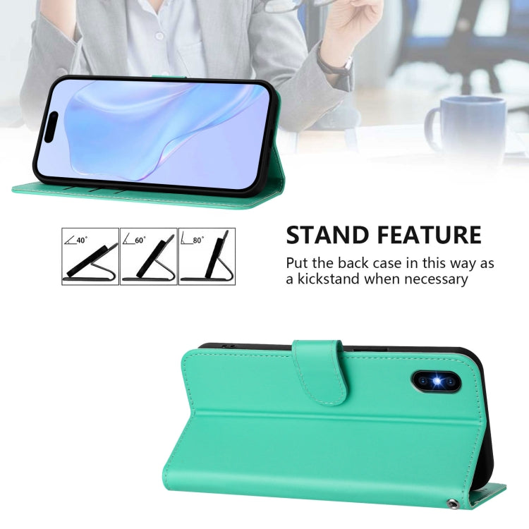 For iPhone XS Max Skin Feel Solid Color Leather Phone Case with Lanyard