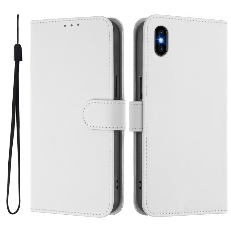 For iPhone XS Max Skin Feel Solid Color Leather Phone Case with Lanyard