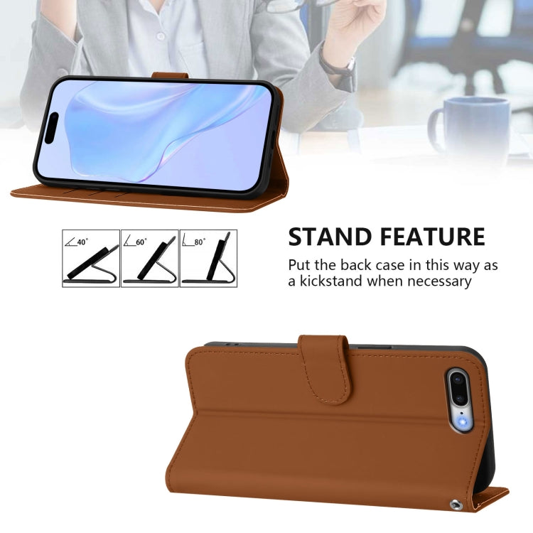 For iPhone 8 Plus / 7 Plus Skin Feel Solid Color Leather Phone Case with Lanyard