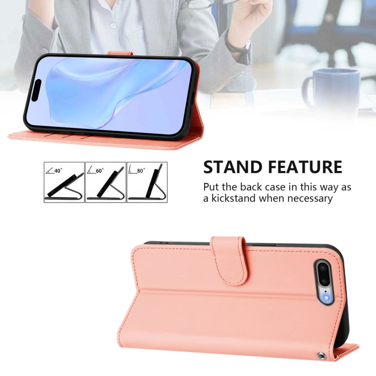 For iPhone 8 Plus / 7 Plus Skin Feel Solid Color Leather Phone Case with Lanyard