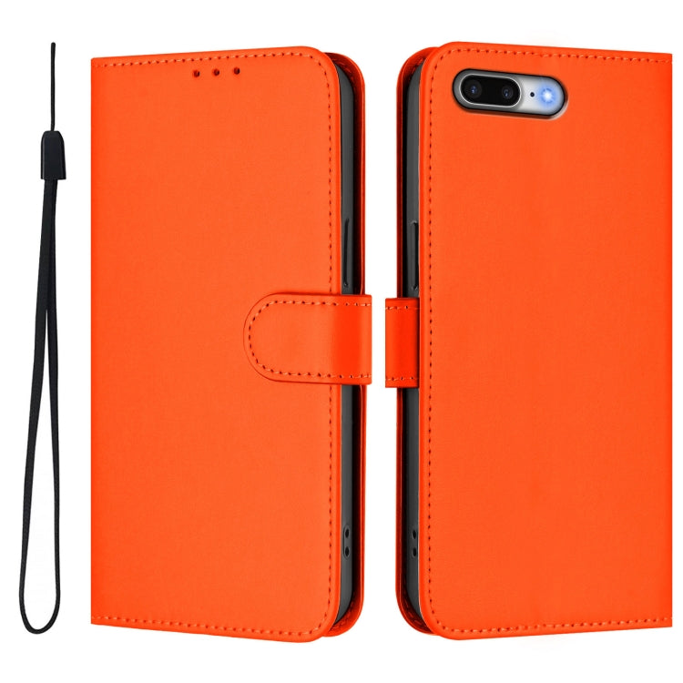 For iPhone 8 Plus / 7 Plus Skin Feel Solid Color Leather Phone Case with Lanyard