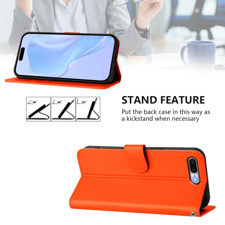 For iPhone 8 Plus / 7 Plus Skin Feel Solid Color Leather Phone Case with Lanyard