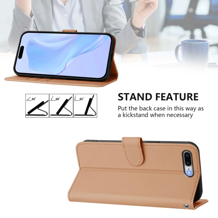 For iPhone 8 Plus / 7 Plus Skin Feel Solid Color Leather Phone Case with Lanyard