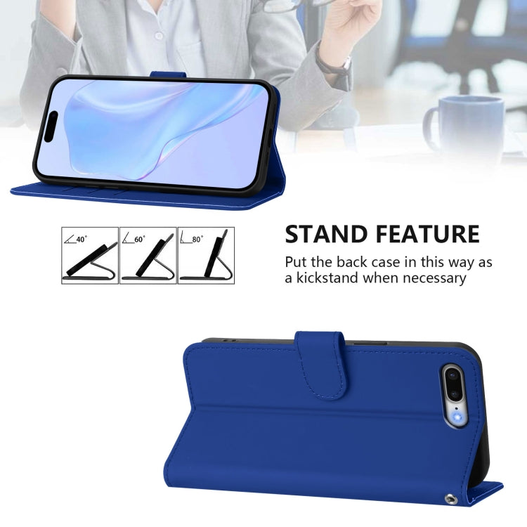 For iPhone 8 Plus / 7 Plus Skin Feel Solid Color Leather Phone Case with Lanyard