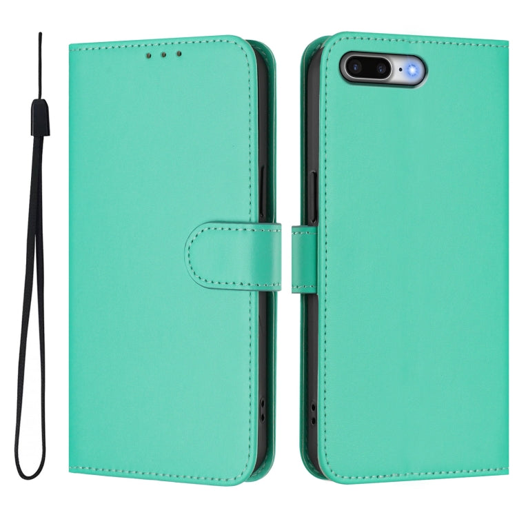 For iPhone 8 Plus / 7 Plus Skin Feel Solid Color Leather Phone Case with Lanyard
