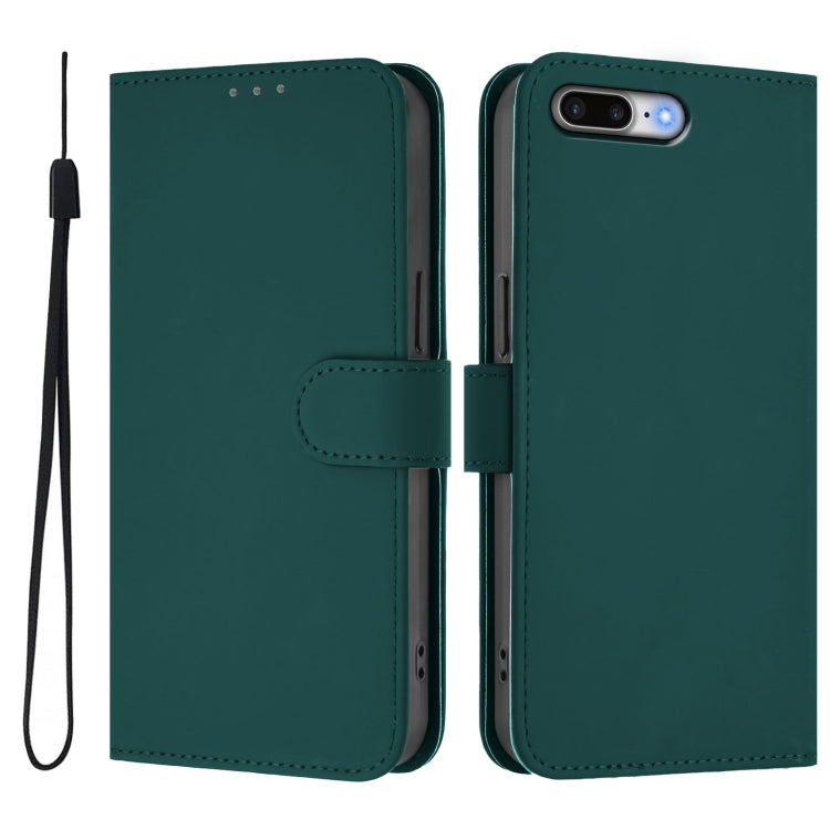 For iPhone 8 Plus / 7 Plus Skin Feel Solid Color Leather Phone Case with Lanyard