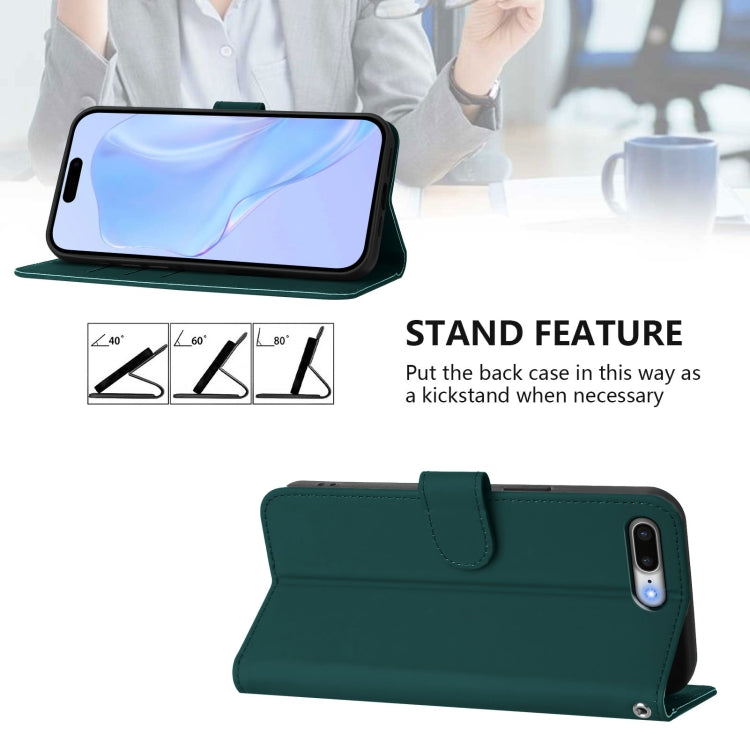 For iPhone 8 Plus / 7 Plus Skin Feel Solid Color Leather Phone Case with Lanyard