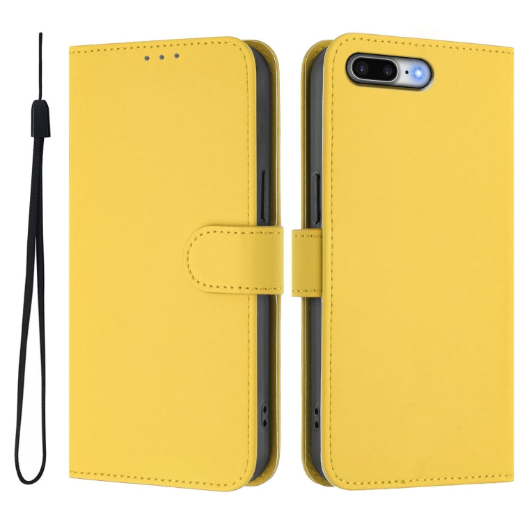 For iPhone 8 Plus / 7 Plus Skin Feel Solid Color Leather Phone Case with Lanyard