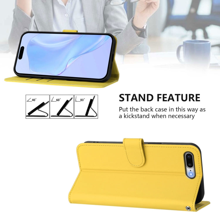 For iPhone 8 Plus / 7 Plus Skin Feel Solid Color Leather Phone Case with Lanyard