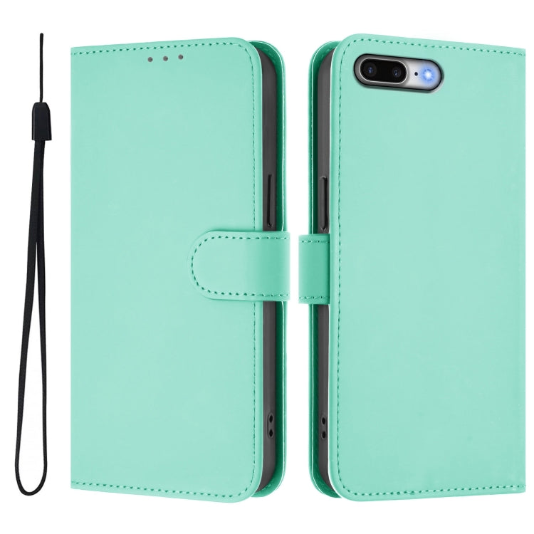 For iPhone 8 Plus / 7 Plus Skin Feel Solid Color Leather Phone Case with Lanyard