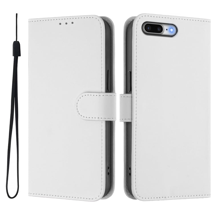 For iPhone 8 Plus / 7 Plus Skin Feel Solid Color Leather Phone Case with Lanyard