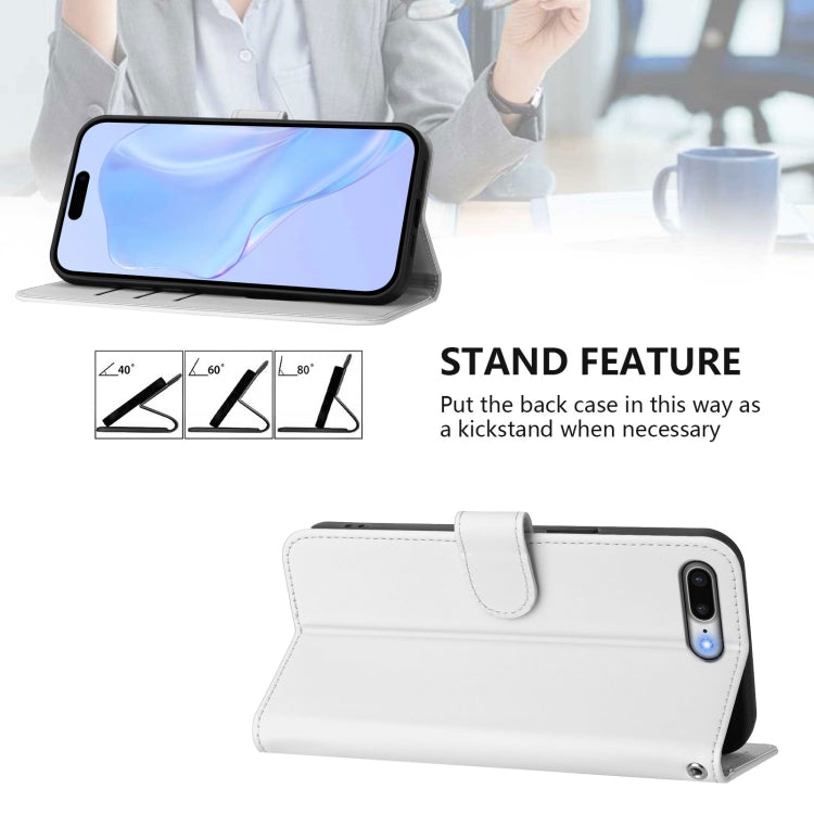 For iPhone 8 Plus / 7 Plus Skin Feel Solid Color Leather Phone Case with Lanyard