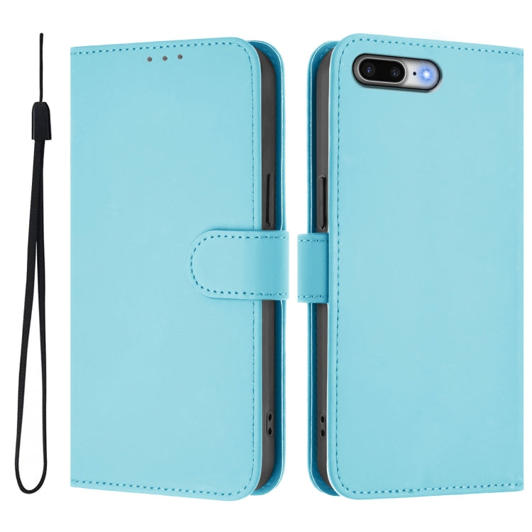 For iPhone 8 Plus / 7 Plus Skin Feel Solid Color Leather Phone Case with Lanyard
