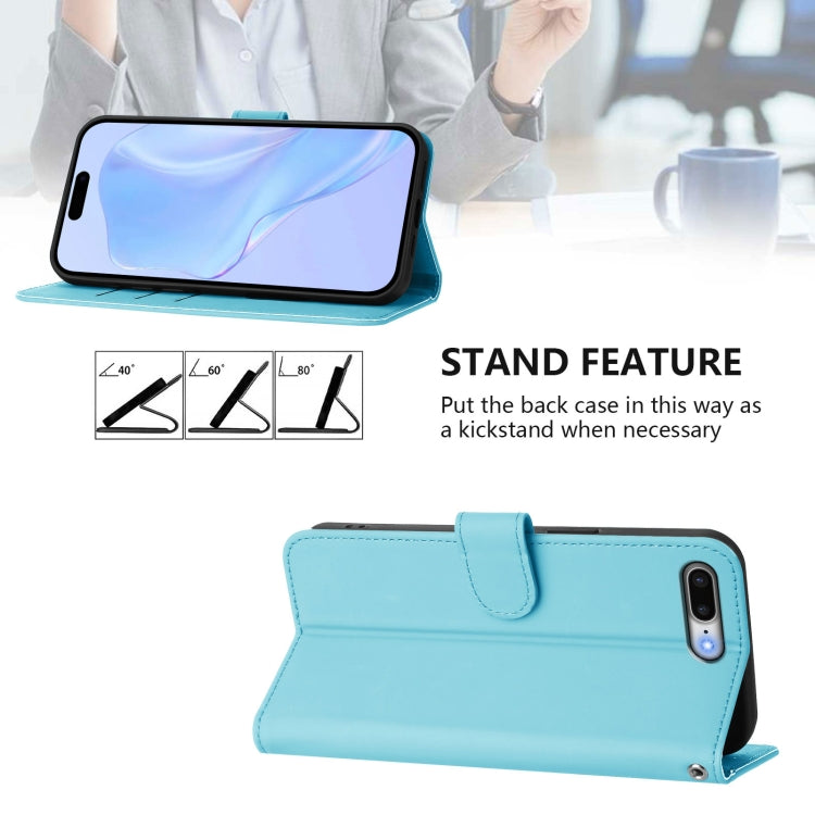 For iPhone 8 Plus / 7 Plus Skin Feel Solid Color Leather Phone Case with Lanyard