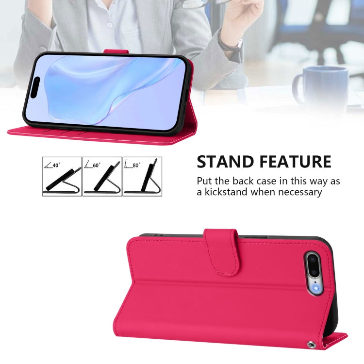 For iPhone 8 Plus / 7 Plus Skin Feel Solid Color Leather Phone Case with Lanyard