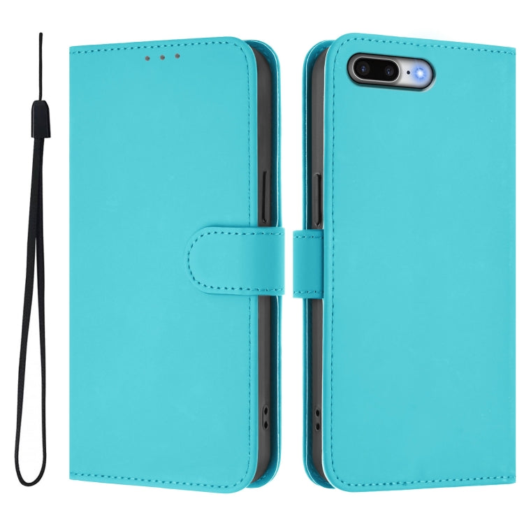 For iPhone 8 Plus / 7 Plus Skin Feel Solid Color Leather Phone Case with Lanyard