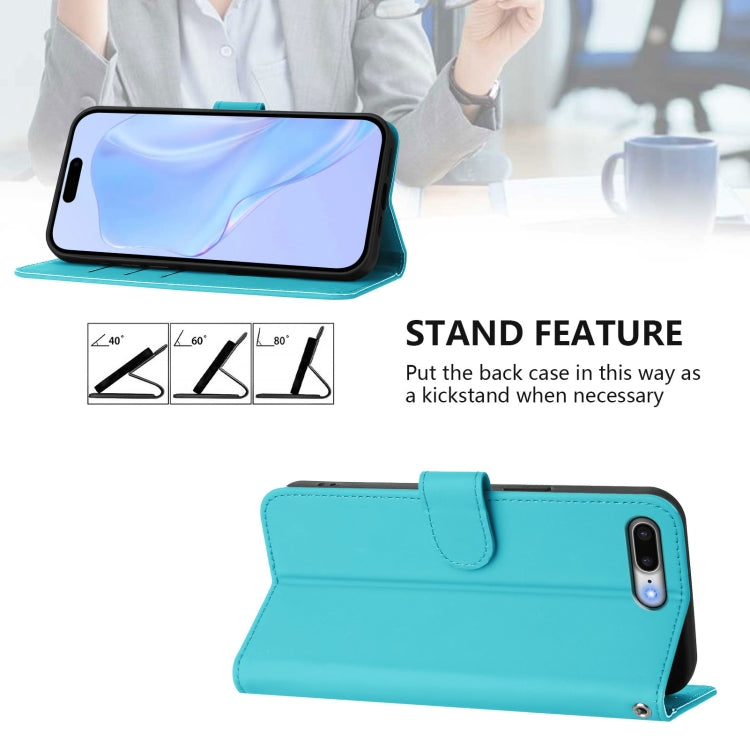 For iPhone 8 Plus / 7 Plus Skin Feel Solid Color Leather Phone Case with Lanyard