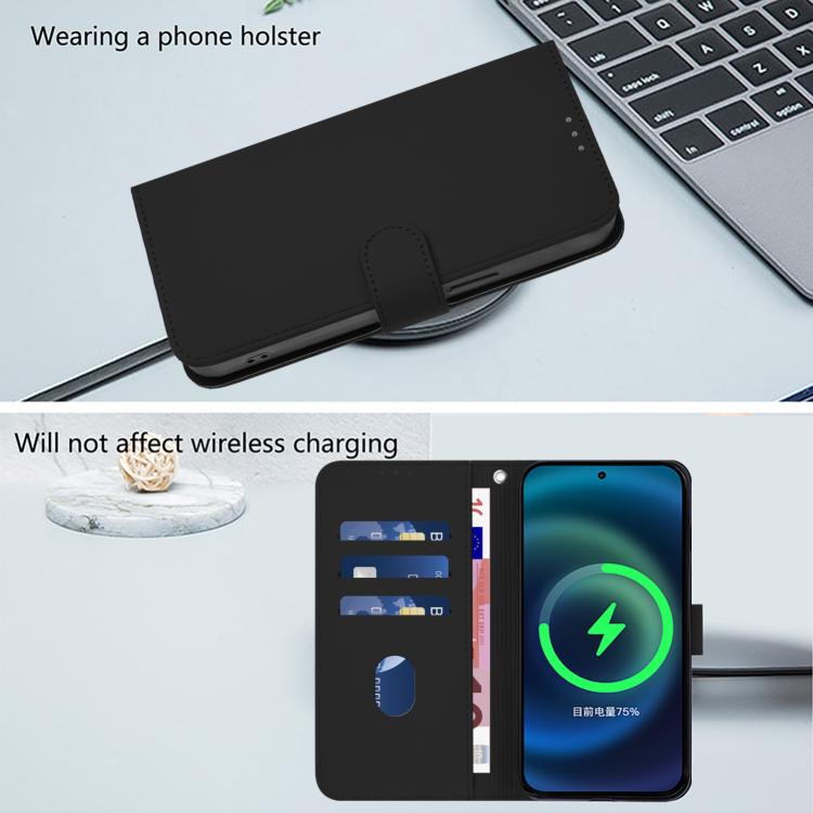 For iPhone 17 Pro Skin Feel Solid Color Leather Phone Case with Lanyard