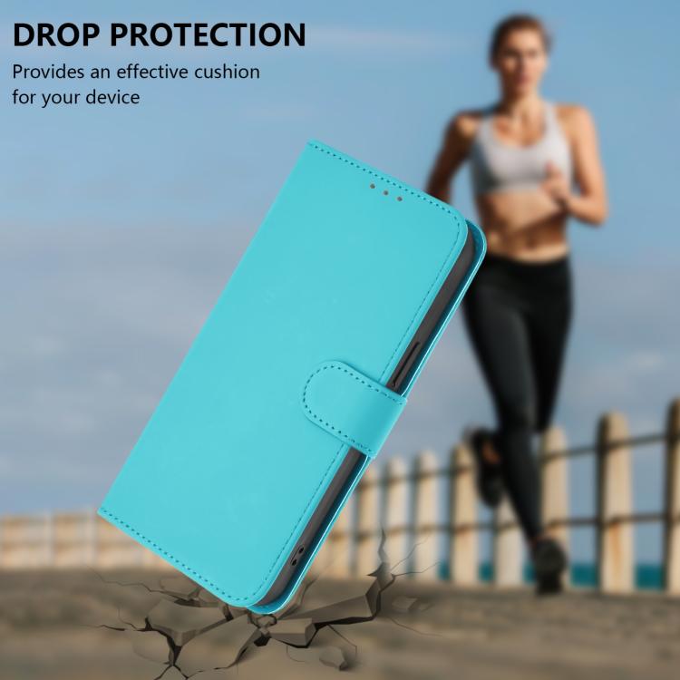 For iPhone 17 Pro Skin Feel Solid Color Leather Phone Case with Lanyard