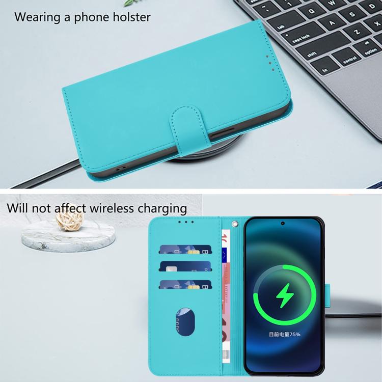 For iPhone 17 Pro Skin Feel Solid Color Leather Phone Case with Lanyard