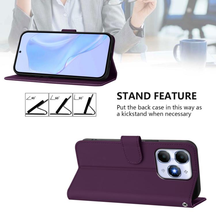 For iPhone 17 Pro Skin Feel Solid Color Leather Phone Case with Lanyard