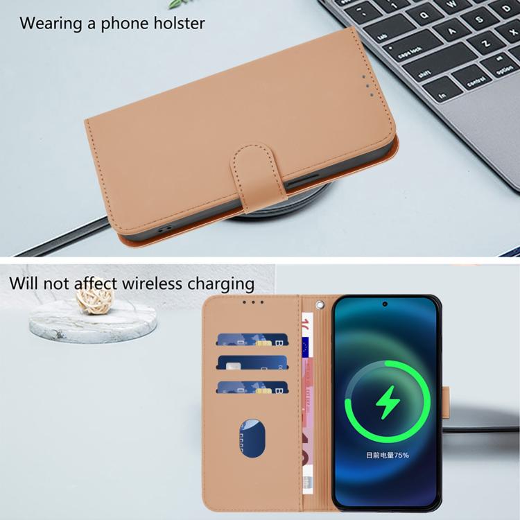 For iPhone 17 Pro Max Skin Feel Solid Color Leather Phone Case with Lanyard