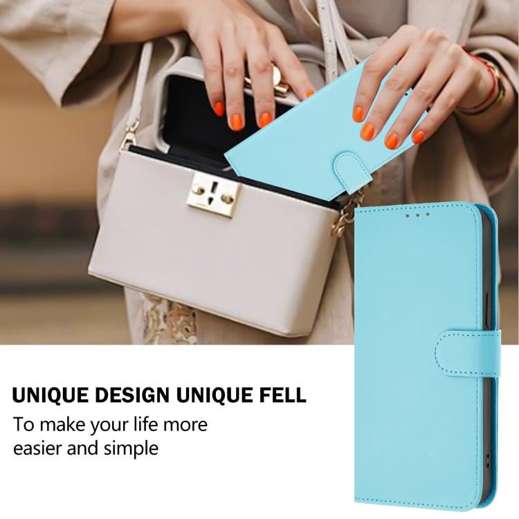 For iPhone 17 Pro Max Skin Feel Solid Color Leather Phone Case with Lanyard
