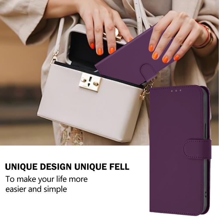 For iPhone 17 Pro Max Skin Feel Solid Color Leather Phone Case with Lanyard
