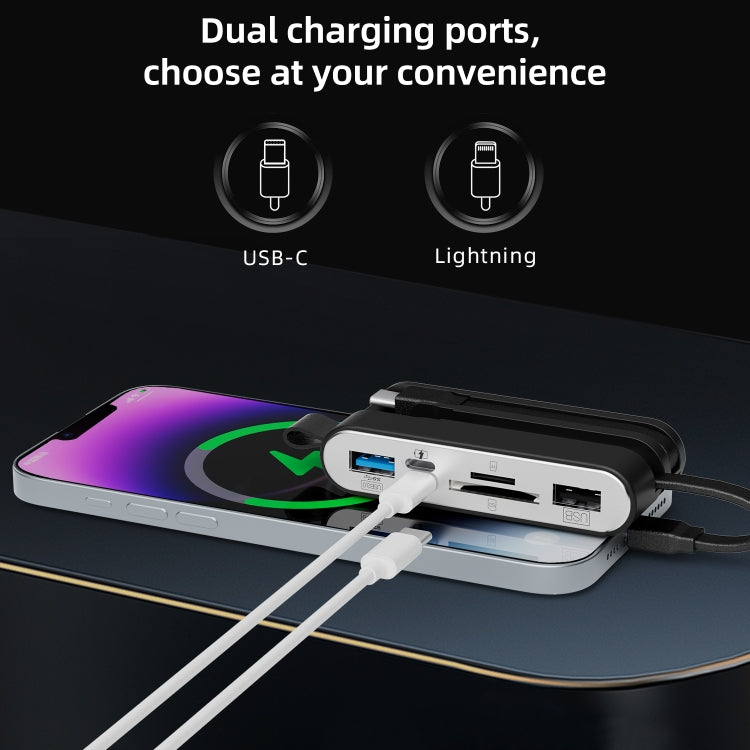 NK-1058 USB-C / Type-C, 8 Pin, USB Interface 6 in 1 Multi-function Adapter - Black