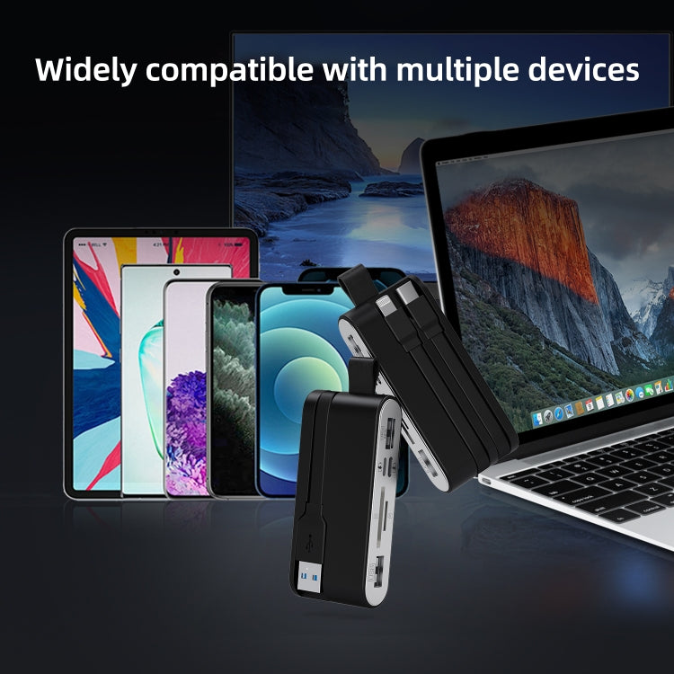 NK-1058 USB-C / Type-C, 8 Pin, USB Interface 6 in 1 Multi-function Adapter - Black