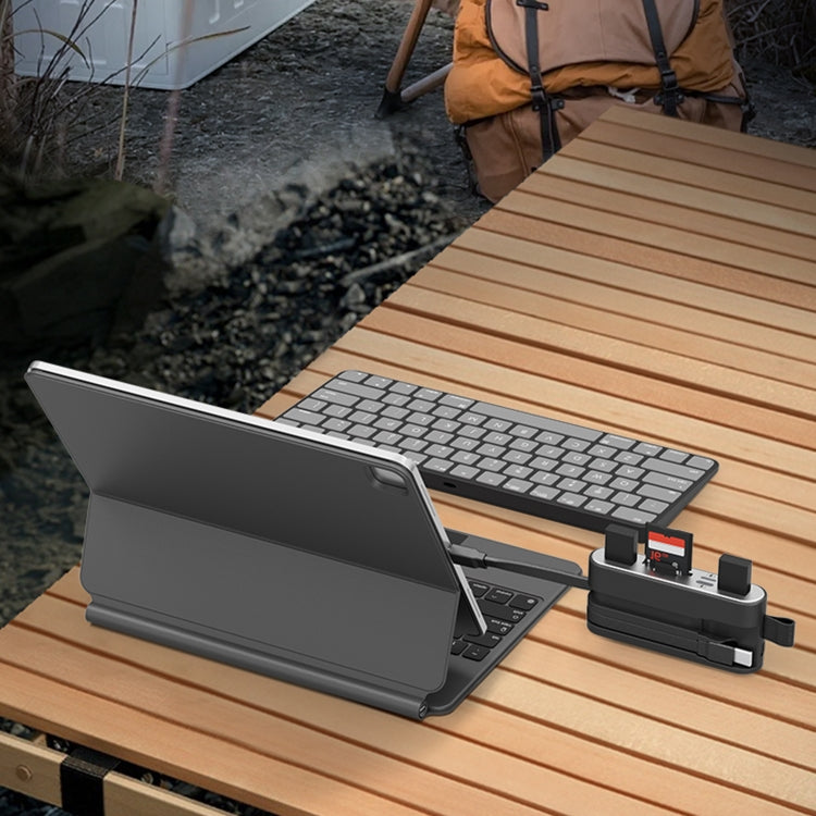 NK-1058 USB-C / Type-C, 8 Pin, USB Interface 6 in 1 Multi-function Adapter - Black