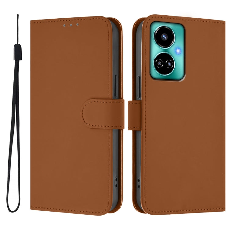 For Tecno Camon 19 / 19 Pro 5G Skin Feel Solid Color Leather Phone Case with Lanyard