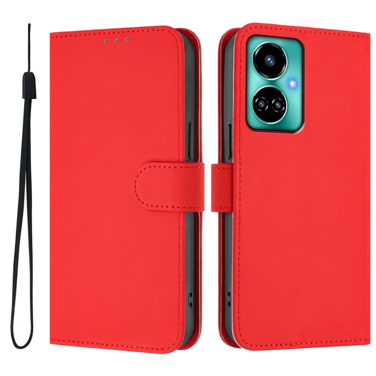 For Tecno Camon 19 / 19 Pro 5G Skin Feel Solid Color Leather Phone Case with Lanyard