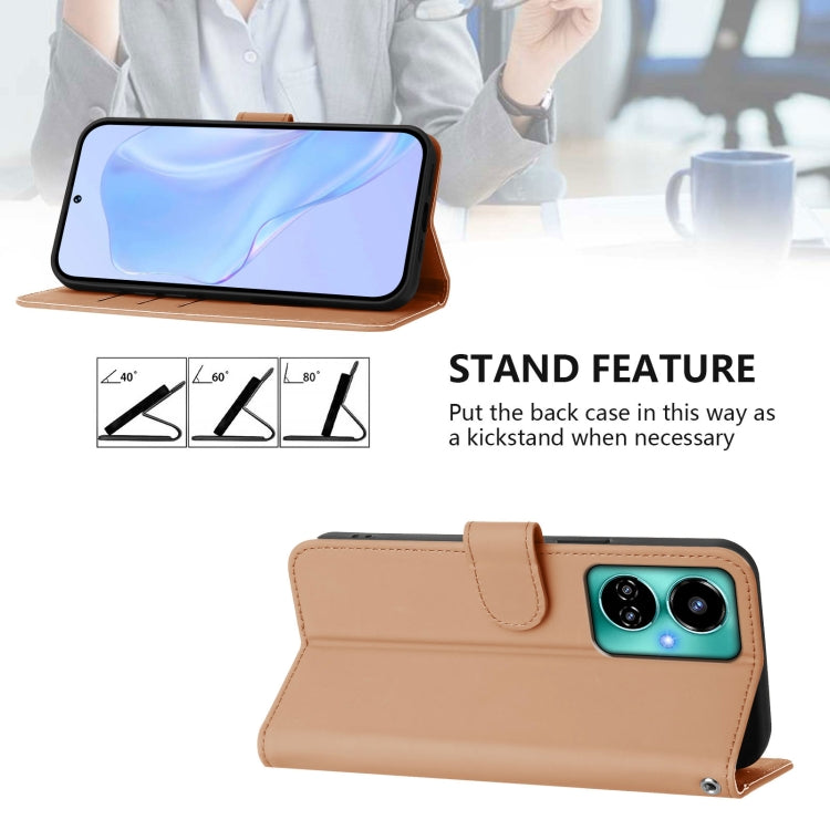 For Tecno Camon 19 / 19 Pro 5G Skin Feel Solid Color Leather Phone Case with Lanyard