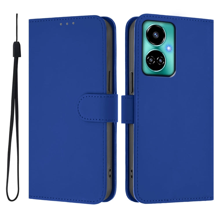 For Tecno Camon 19 / 19 Pro 5G Skin Feel Solid Color Leather Phone Case with Lanyard