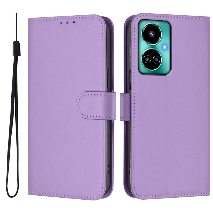 For Tecno Camon 19 / 19 Pro 5G Skin Feel Solid Color Leather Phone Case with Lanyard