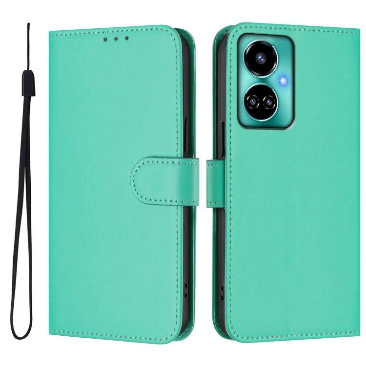 For Tecno Camon 19 / 19 Pro 5G Skin Feel Solid Color Leather Phone Case with Lanyard
