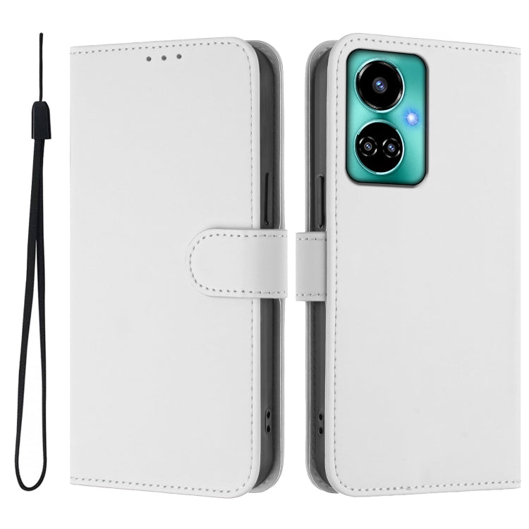 For Tecno Camon 19 / 19 Pro 5G Skin Feel Solid Color Leather Phone Case with Lanyard