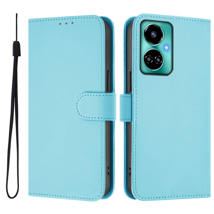 For Tecno Camon 19 / 19 Pro 5G Skin Feel Solid Color Leather Phone Case with Lanyard