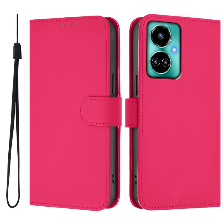 For Tecno Camon 19 / 19 Pro 5G Skin Feel Solid Color Leather Phone Case with Lanyard