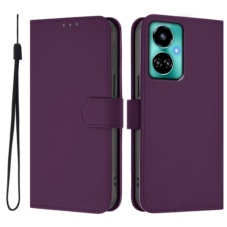 For Tecno Camon 19 / 19 Pro 5G Skin Feel Solid Color Leather Phone Case with Lanyard