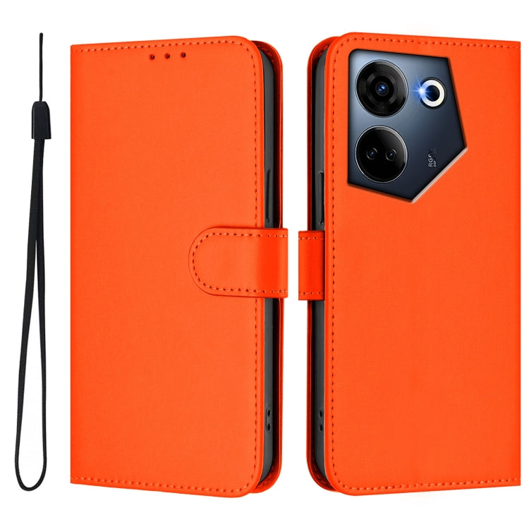 For Tecno Camon 20 Pro 4G Skin Feel Solid Color Leather Phone Case with Lanyard