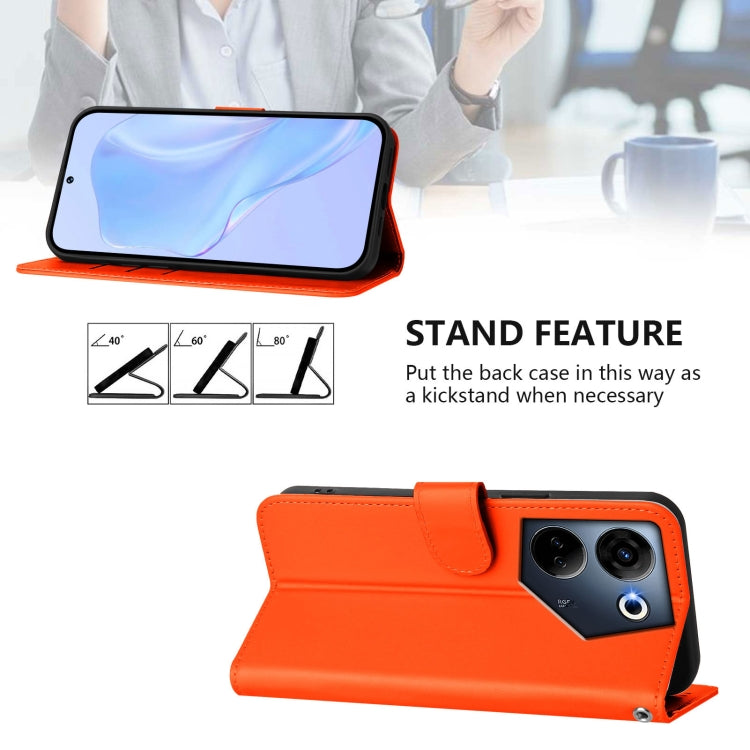 For Tecno Camon 20 Pro 4G Skin Feel Solid Color Leather Phone Case with Lanyard