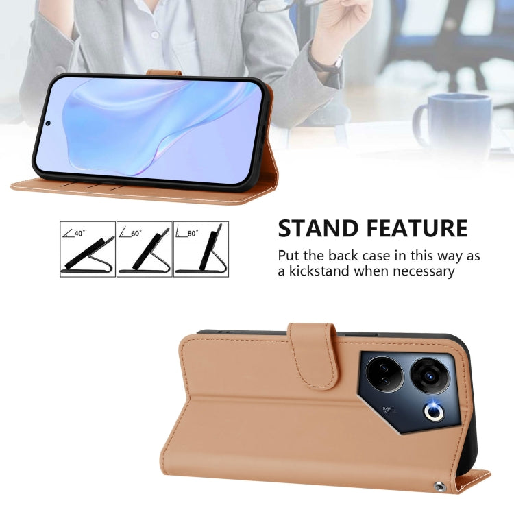 For Tecno Camon 20 Pro 4G Skin Feel Solid Color Leather Phone Case with Lanyard