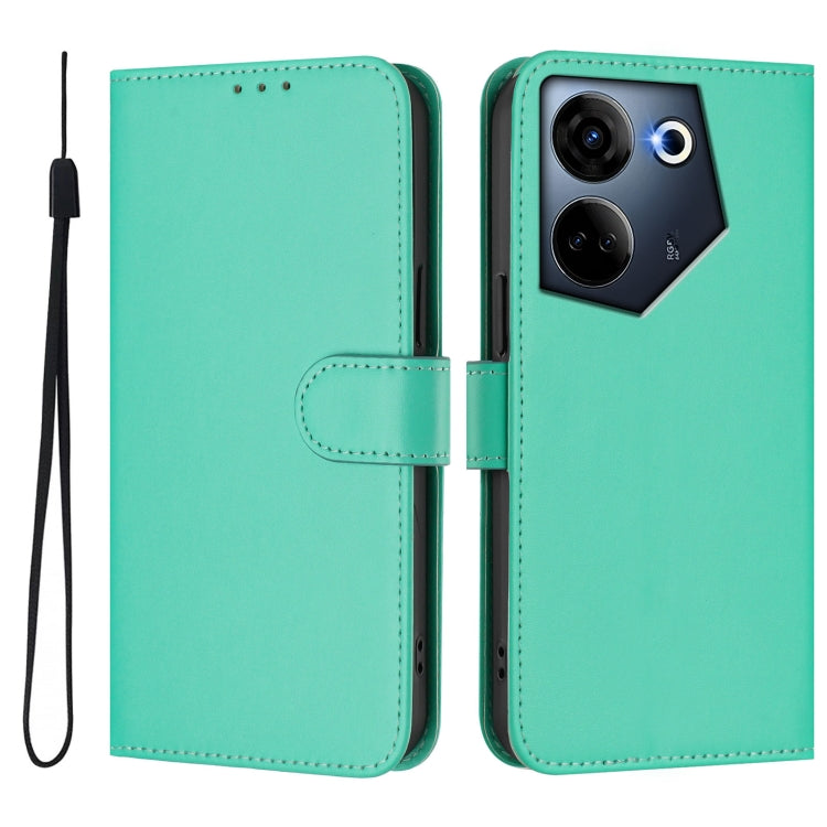 For Tecno Camon 20 Pro 4G Skin Feel Solid Color Leather Phone Case with Lanyard